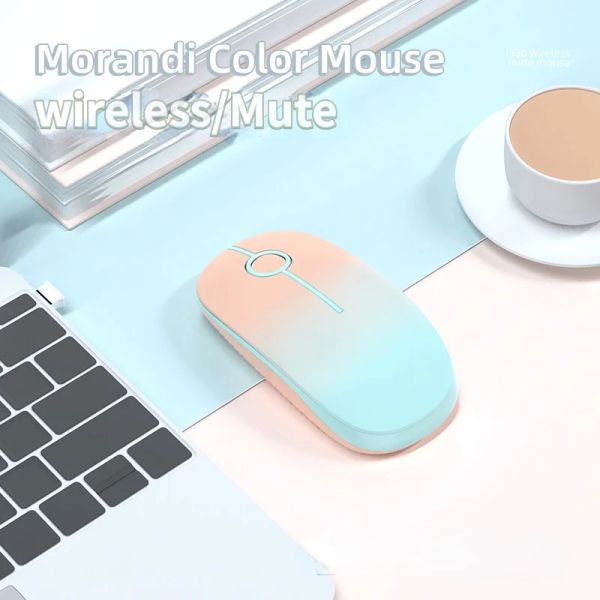 Souris mode dégradé couleur rose bleu 2.4G souris sans fil souris d'ordinateur de jeu 1600 Dpi souris ergonomique silencieuse pour PC portable