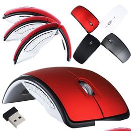 Mause de souris sans fil pliable touche 2,4 g de jeu optique mince Mause de pliage avec récepteur USB pour la livraison de goutte d'ordinateur portable PC C OTKQW