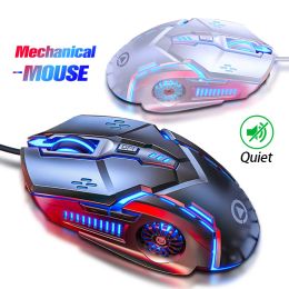 Muizen FONKEN Bedrade USB-muis voor computer pc-muis gamer laptop LED-achtergrondverlichting Stille Mause Gaming 4 niveau DPI 6-knopsspelmuizen