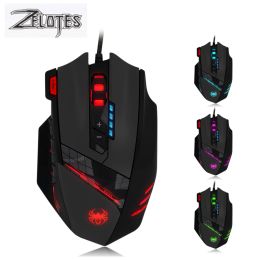 MICE POUR ZELOTES ERGONOMIQUE CONDUCTION DES JURICE REMING RVBLIGHT 4 GEARS MICE RÉGLABLE 12 BOUTONS USB CONDUSTE POUR LAPTOP PC GAMER