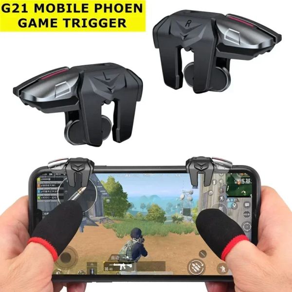 MICE G21 Six Fingers Mobile Phone Game Trigger pour PUBG AIM Shooting L1 R1 ABS Key Bouton pour iOS Android Universal Gamepad Joystick