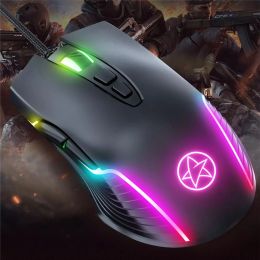 Muizen Gaming Muis Gamer RGB LED Backlight Optische USB Bedraad 7 Knoppen 6400DPI Aanpassen Macro Programmering voor PC Laptop Computer