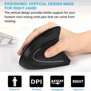 Souris H1, souris verticale ergonomique sans fil réglable Dpi, 2.4ghz, 2400dpi, pour ordinateur portable/livre/pc