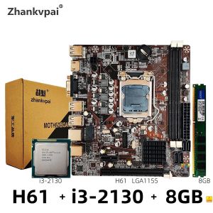 MICE H61 LGA1155 Desktopcomputer Moederbordkit met dubbele kern i32130 3,4 GHz CPU+8GB -geheugen