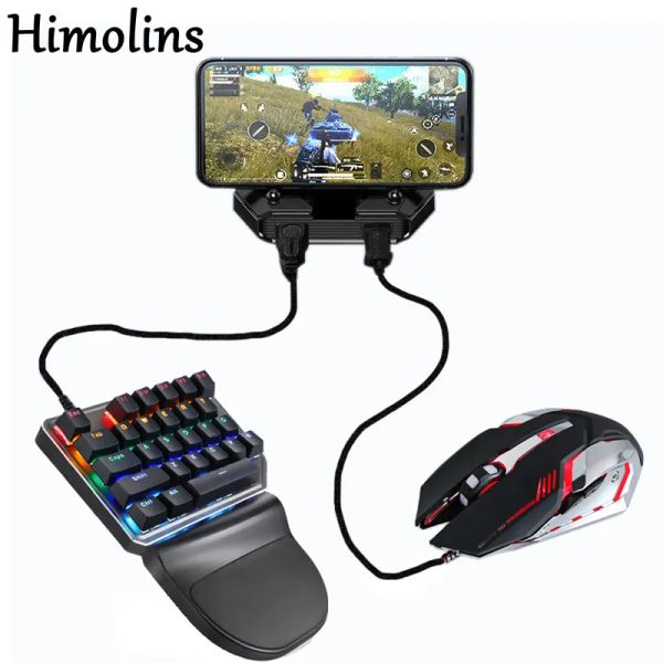 Los gamepads de controladores de juegos móviles de Mice Himolins PUBG tienen soporte para teléfonos celulares con un teclado y convertidor de mouse de un solo mouse para el teléfono