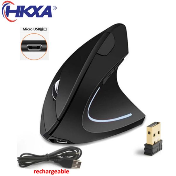 MICE HKXA Vertical Ergonomic Gaming Mouse Wireless Rechargeable jeu Mause Kit Optical 2.4g Mouse Computer PC PC ordinateur portable souris USB