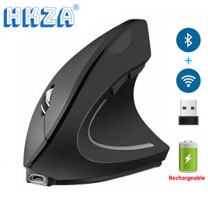 Souris Hkza Bluetooth Vertical Ergonomic Gaming Mouse Wireless Rechargeable Gamer Mause Kit Optical 2.4G Mouse Computer ordinateur portable
