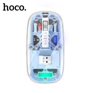 Souris HOCO Acrylique Transparent Couverture Souris Sans Fil DPI 2400 Batterie Affichage Gamer Silencieux Gaming Optique USB C Pour Ordinateur Portable Tablette PC