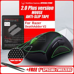 Mice Hotline Games 2.0 Plus Muis AntiSlip Grip Tape voor Razer DeathAdder V2, Grip Upgrade, Vochtafvoerend, Pre Cut, Eenvoudig aan te brengen