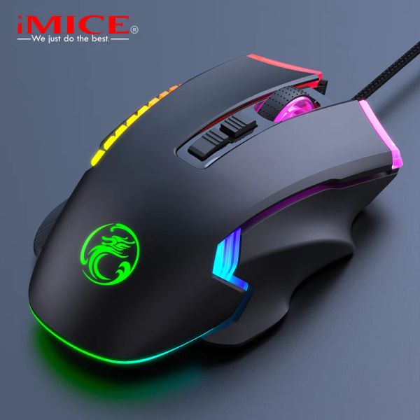 Souris IMICE T70 souris de jeu 8D RGB souris Programmable pour bureau de jeu brillant 7200 DPI souris filaire USB de jeu 8 boutons