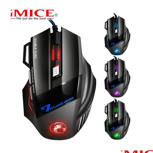 Ratones Imice X7 Profesional Ratón para juegos con cable 7 botones 5500 dpi LED Óptico USB Computadora Gamer Drop Delivery Computadoras Redes Keyb Dhote