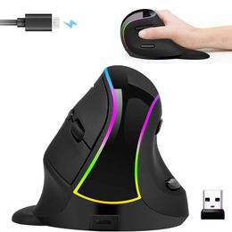 Ratones Jelly Comb 2,4G ratón inalámbrico Vertical recargable RGB ratón para juegos para Gamer ordenador portátil ratones ergonómicos con reposapiés