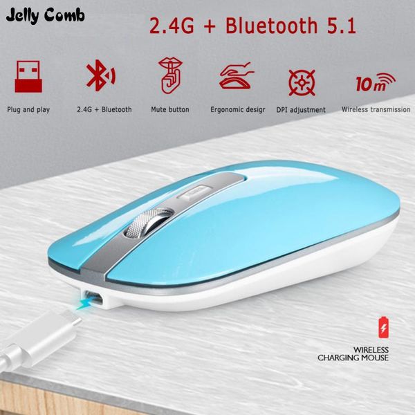 Souris Jelly Comb Souris sans fil Bluetooth 5.1 Souris rechargeable pour ordinateur portable iPad Souris ergonomique silencieuse 1600DPI réglable