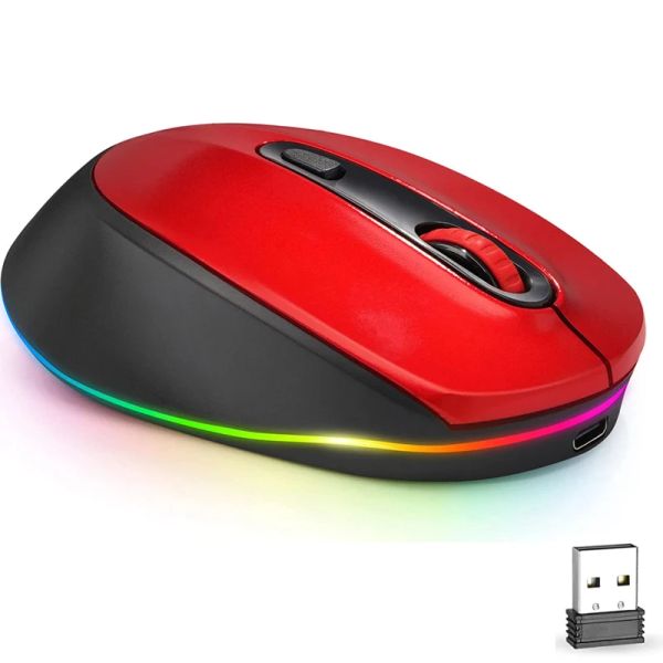 Souris Jomaa souris sans fil Rechargeable 2.4G LED souris rétro-éclairée pour ordinateur portable clic silencieux souris rouge souris de jeu ergonomique