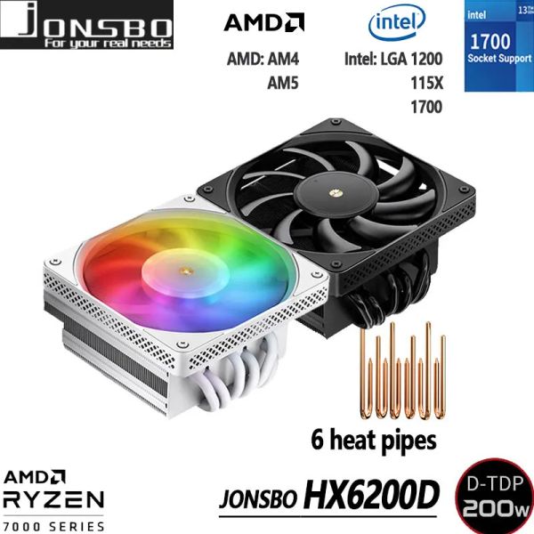 Ratones Jonsbo HX6200D Presión hacia abajo de alto rendimiento CPU Enfriador 6 Tipe de calor Argb Radiador Intel LGA 1700 1200 115X AMD AM4 AM5