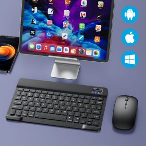 Clavier de souris Clavier Bluetooth et souris sans fil espagnol russe russe clavier pour tablette iPad 8 Air 4 2020 10.2 Pro 9 11 12