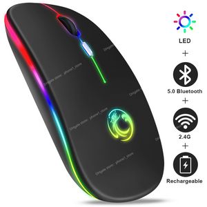 Ratón inalámbrico Bluetooth RGB, ratón recargable, ordenador inalámbrico, ratón silencioso con retroiluminación LED, ratón ergonómico para juegos para ordenador portátil, PC, ratones, teclados, ordenador