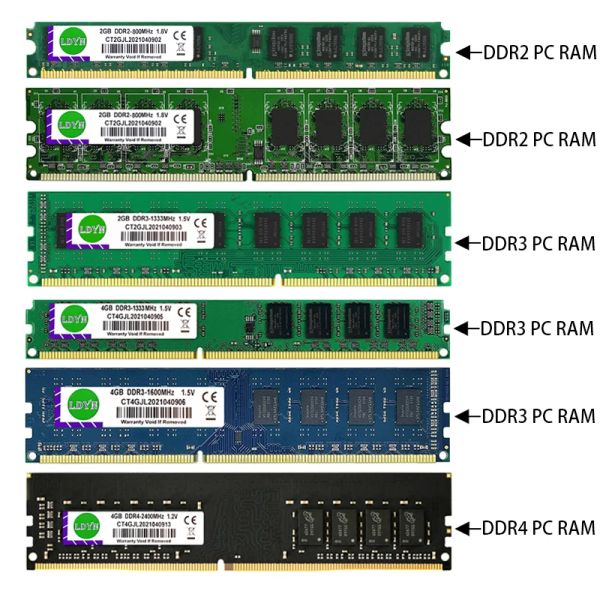 MICE LDYN DDR2 DDR3 DDR4 2G 4G 8G 16GB MEMORIA RAM 667 800 1333 1600 2400 2666 Mémoire RAMTOP RAM PC3 PC4 DDR2 2GB DDR3 DDR4 RAM 8 Go