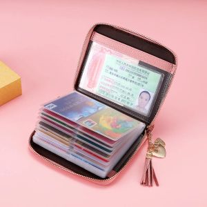 Bolso de tarjeta Rfid de cuero para ratones para mujer, 20 40 posiciones para tarjetas, bolso de tarjeta de regalo de moda portátil, Clip de tarjeta de identificación de negocios de viaje, Clip para tarjeta de crédito