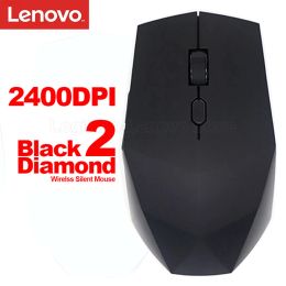 Souris Lenovo Black Diamond 2 Souris sans fil Prise en charge 2400dpi Technologie silencieuse Aspect de coupe de diamant pour la fenêtre Mac OS