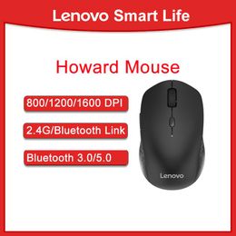 Souris Lenovo Mouse Howard Souris sans fil Bluetooth avec double mode portable 1600 DPI avec récepteur USB pour ordinateur portable PC de bureau MacBook