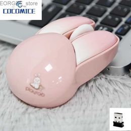 Muizen M6 Wireless Mouse Mute Rabbit Cute Girl Office Laptop Portable Raton Inalambrico Pink Groen Geel Blauwe muizen Y240407