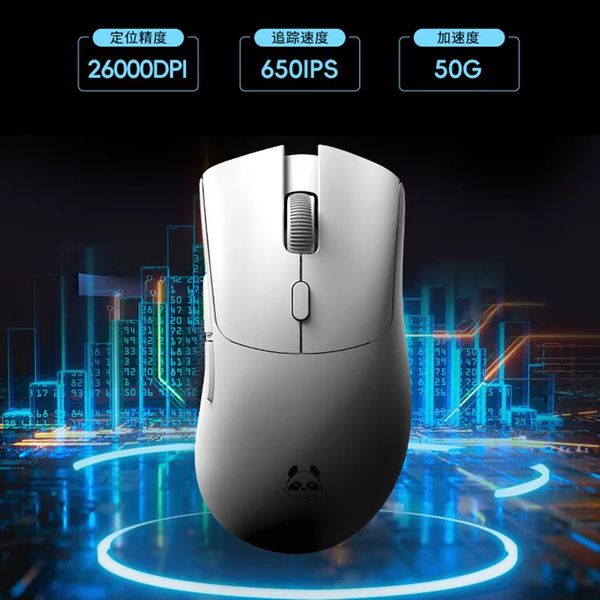 Souris Metaphyuni Metapanda souris trois modes USB 2.4g Bluetooth souris sans fil Paw3395 26000dpi bureau Esport souris de jeu Windows cadeau 231208