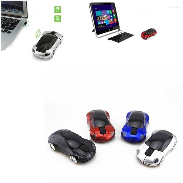Souris Mini ordinateur souris USB 2.4G ergonomique jeu sport voiture forme sans fil lumière LED optique Mause 1600DPI pour PC GamerMiceMice