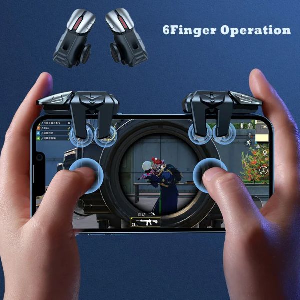 Rate Mobile Phone Game Gamepad Joystick 6finger AIM Shooting Esports Game Game Fingertips para Android PUBG Game Game Controller