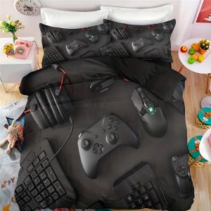 MICE MODERNE GAMEPAD PRINT DUVET COVER SET Jeugd videogame controller muis toetsenbord hoofdtelefoon gaming beddengoed set voor slaapkamer slaapzaal