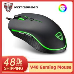 Souris Motospeed V40 Gamer Mouse 4000DPI 6 boutons USB filaire optique LED rétro-éclairé souris de jeu programmables pour Mini PC ordinateur portable de bureau