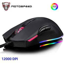 Muizen Motospeed V70 Gaming Muis 6400DPI 7 Knoppen RGB LED Backlight Optische USB Bedraad Aanpassen Macro Programmering Voor Computer Laptop