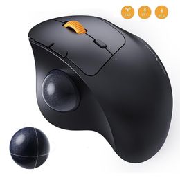 Ratones Mouse Trackball 2 4G nirkabel RGB tetikus ergonomis dapat diisi ulang Rollerball 3 perangkat koneksi para PC iPad Mac 230905