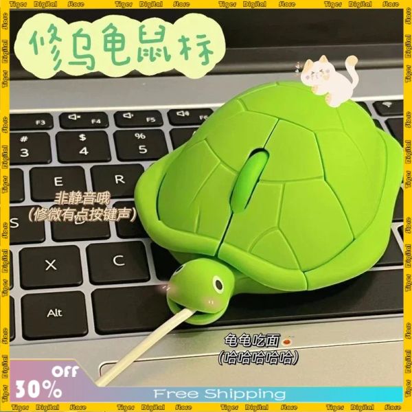 Ratones Nuevo Lindo Ratón Tortuga Ratón con Cable USB Inalámbrico 2.4G Ratón Silencio Ratón con Forma Animal Ratón Pequeño Personalizado Creativo para Mujer