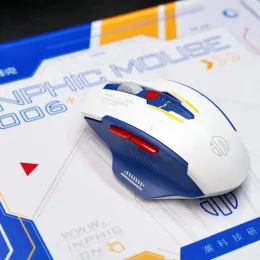 Souris nouveau inphic M6P Gundam Mecha souris sans fil muet Typec charge souris de jeu de bureau avec tapis de souris