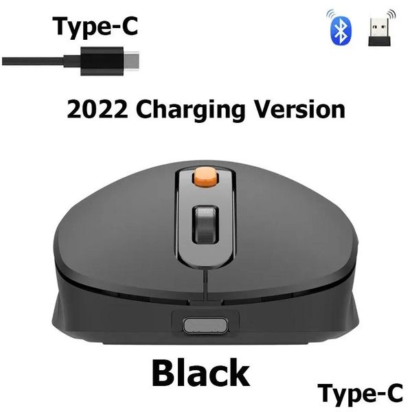 MICE NOUVEAU LEN 2022 Version Howard Charges Wireless Mouse Wireless avec Bluetooth 3.0 / 5.0 800/1200 / 1600DPI pour Windows OS Harmoney Drop Livrot Otkim