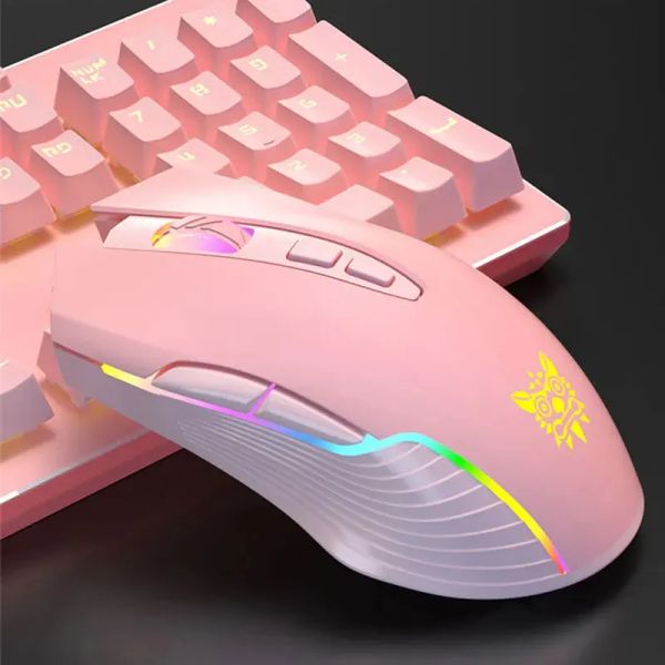 Souris Nouveau produit ONIKUMA CW905 mignon rose souris de jeu sans fil RGB chapiteau ergonomique mignon ordinateur portable bureau maison bureau souris