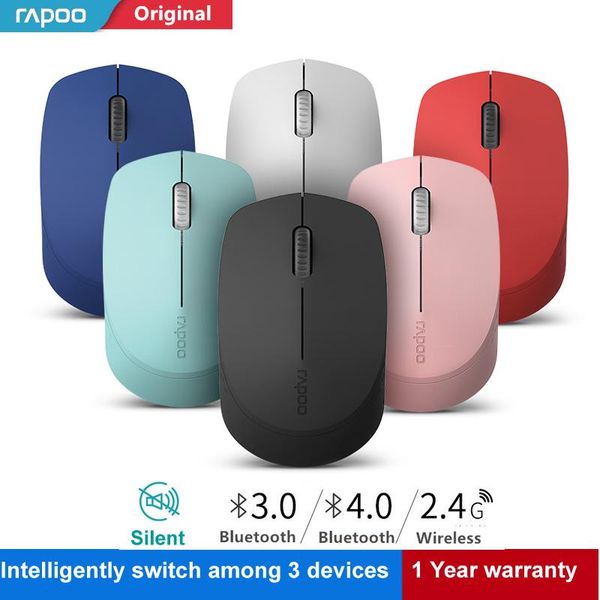 Souris Nouvelle souris optique sans fil silencieuse Rapoo avec Bluetooth 3.0/4.0 RF 2.4G mini souris silencieuse pour ordinateur portable Windows PC