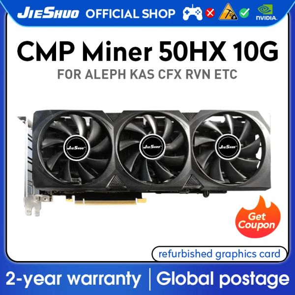 MICE NVIDIA CMP 50HX 10 Go Carte graphique minière dédiée GDDR6X GPU 320BIT Jieshuo CMP50HX 10G 50 Série Two Two Fan, turbine, etc.