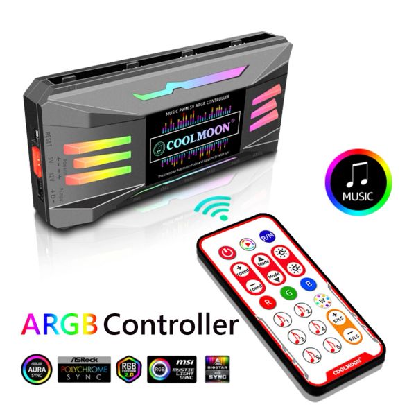 Ratones Controlador Argb magnético original Cable SATA 4 pin PWM 5V 3 pin Aura Sync 4 en 1 Control de control remoto inalámbrico Adaptador de abanico de enfriamiento