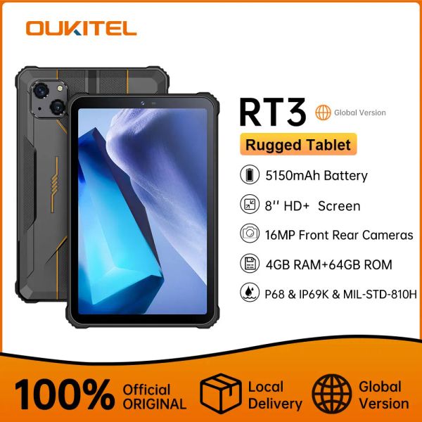 MICE OUKITEL RT3 Mini Tablette rouge 8 pouces HD + 5150 MAH 4GB + 64 Go Android 12 MTK Helio P22 PAD CAMERIE 16MP