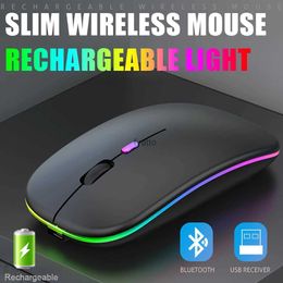 Ratones Bluetooth 5.0 Wireless Mouse 2.4g recargable con el receptor USB Teléfono de tableta ergonómica H240407