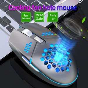 Muizen Beroep Bekabelde Gaming Koelmuis USB RGB LED Licht 6 Knoppen Optische Computer Mute Muizen Gamer met Koelventilator Voor PC Laptop