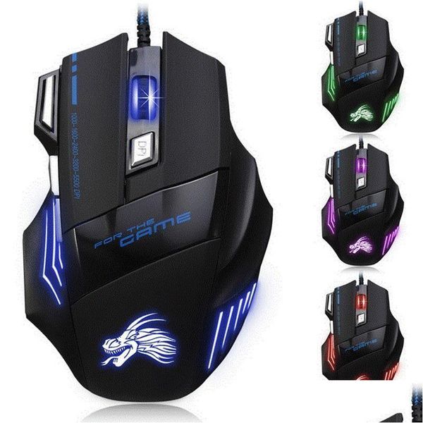 Ratones profesionales 5500 DPI Gaming Mouse 7 botones LED Óptico USB con cable para Pro Gamer Computer X3 Drop Delivery Computadoras Redes K Otpq9