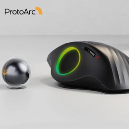 Souris ProtoArc EM01 Bluetooth Sans Fil Trackball Souris Rechargeable RGB Ergonomique 24G pour Ordinateur PC iPad Mac Windows 230821