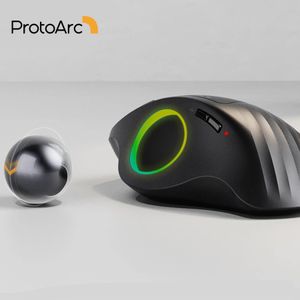 MICE PROTOARC EM01 Bluetooth Wireless Trackball Mouse Oplaadbare RGB Ergonomische 24G voor computer PC iPad Mac Windows 230821