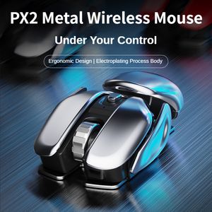 Souris PX2 Métal 2 4G Rechargeable Sans Fil Muet 1600DPI Souris 6 Boutons pour PC Ordinateur Portable Gaming Bureau Maison Étanche l230804