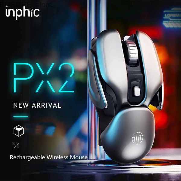 Ratones px2 metal 2.4g recargable mute inalámbrico 1600dpi mouse 3 botones para la computadora portátil de PC Oficina de juegos de juegos de juego Home Waterproof Y240407