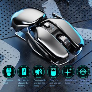 Souris PX2 Souris 6 Tombol Logam 2 4G Tanpa Kabel Isi Ulang 1600DPI pour PC Portable Komputer Gaming Tahan Air Kantor Rumah 230425