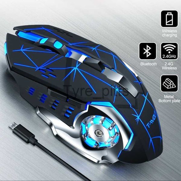 Ratones Q13 Recargable RGB Silencioso Inalámbrico Bluetooth Ratón Juego Luminoso Mecánico Modo dual 2.4G USB Luz de siete colores Seis botones X0807